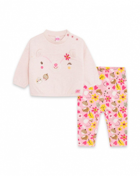 Fille Rose Sweat En Peluche Et Legging Woodland Fille Rose Sweat En Peluche Et Legging Woodland