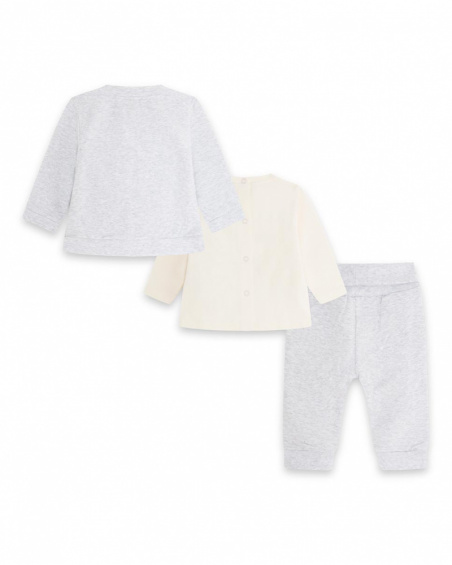 Ensemble 3 Pièces Peluche Et Tricot Gris Garçon Hiver Rainbow