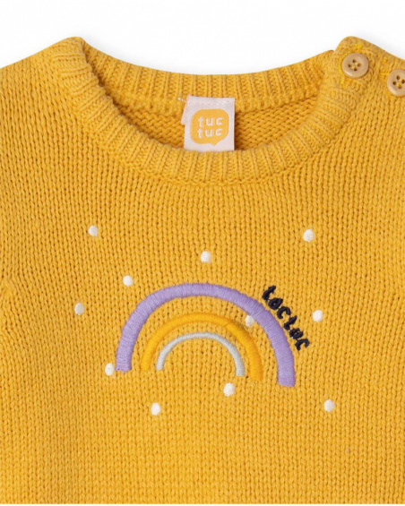 Pull Tricot Et Peluche Grenouille Orange Fille Hiver Arc-en-ciel