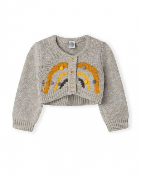 Veste en tricot grise pour fille Winter Rainbow Veste en tricot grise pour fille Winter Rainbow