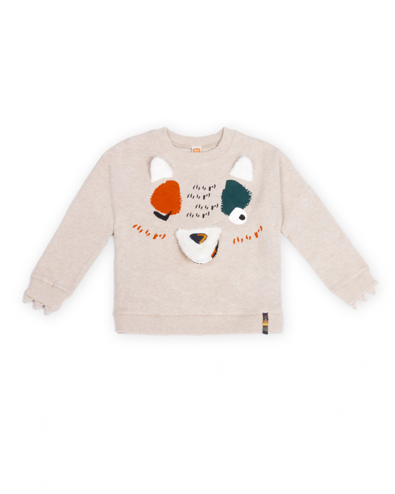 Sweat en peluche beige Garçon Natural Grown