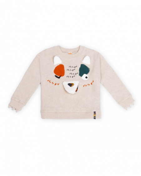 Sweat en peluche beige Garçon Natural Grown