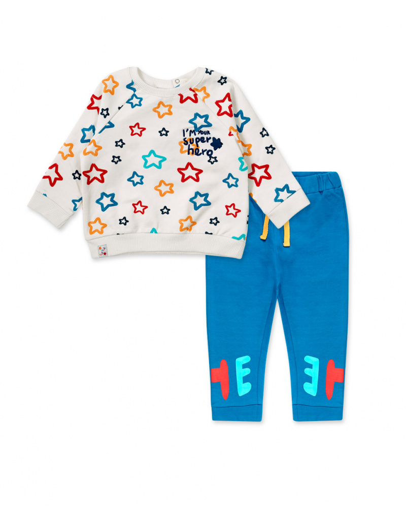 Sweat Et Pantalon Peluche Blanc Boy Stars Collectors
