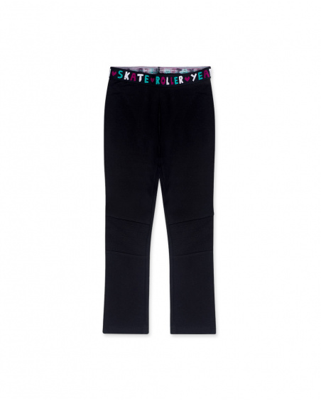 Legging en peluche noir et rose pour fille Connect Legging en peluche noir et rose pour fille Connect