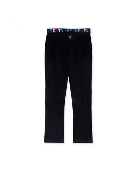 Legging en peluche noir et rose pour fille Connect Legging en peluche noir et rose pour fille Connect