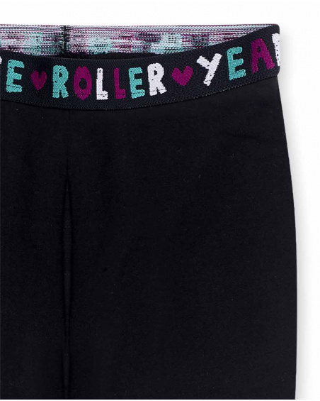 Legging en peluche noir et rose pour fille Connect Legging en peluche noir et rose pour fille Connect
