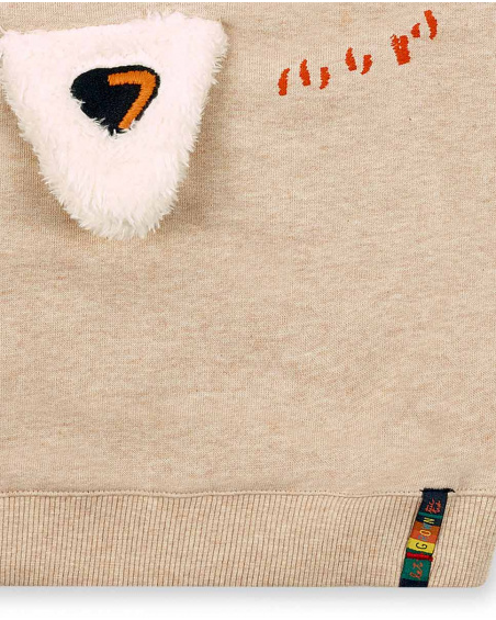 Sweat en peluche beige Garçon Natural Grown