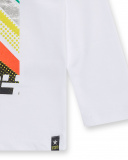 T-shirt Tricoté Blanc Et Jaune Garçon Speed Race T-shirt Tricoté Blanc Et Jaune Garçon Speed Race