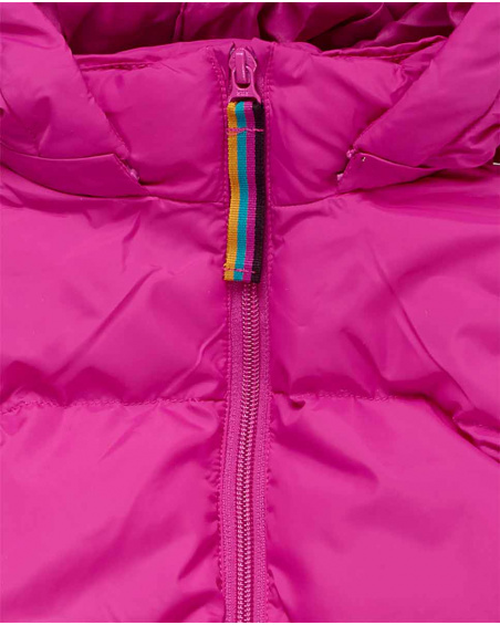 Parka matelassée rose fleurs d'hiver fille Parka matelassée rose fleurs d'hiver fille