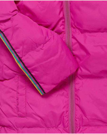 Parka matelassée rose fleurs d'hiver fille Parka matelassée rose fleurs d'hiver fille