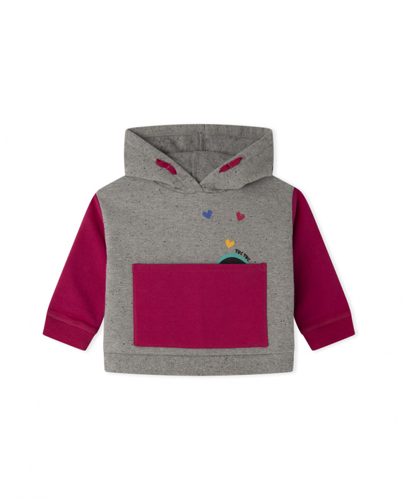 Sweat à capuche en peluche gris Girl Connect