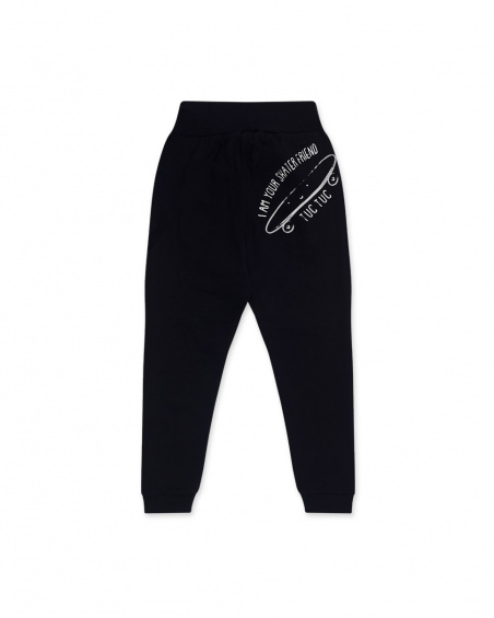 Pantalon Boy Connect en peluche noir et bleu Pantalon Boy Connect en peluche noir et bleu