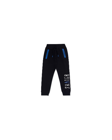 Pantalon Boy Connect en peluche noir et bleu Pantalon Boy Connect en peluche noir et bleu