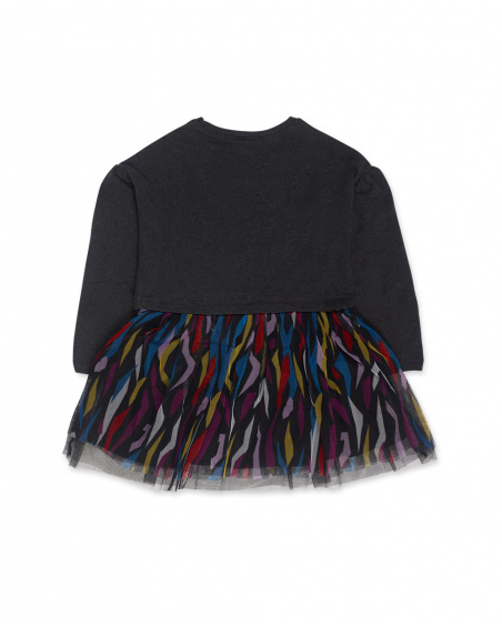 Robe Noire En Peluche Et Tulle Fille Glam Rock
