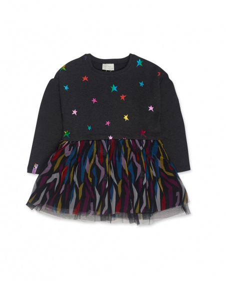 Robe Noire En Peluche Et Tulle Fille Glam Rock Robe Noire En Peluche Et Tulle Fille Glam Rock