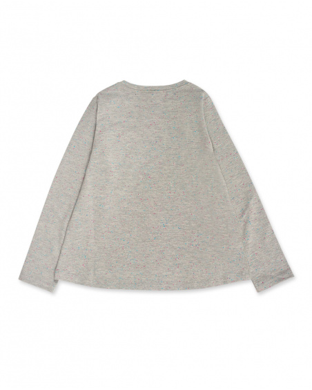 T-shirt Maille Gris Et Rose Fille Glam Rock