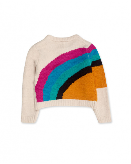 Pull Beige Tricot Fille Winter Flowers
