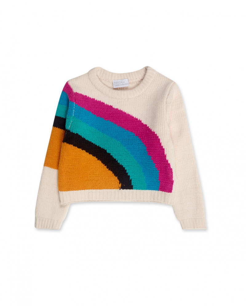 Pull Beige Tricot Fille Winter Flowers