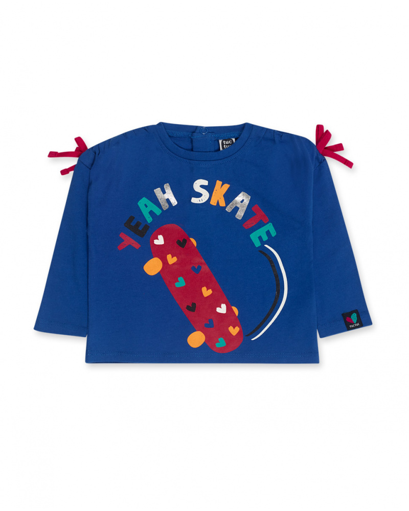 T-shirt bleu et rose en maille Connect fille