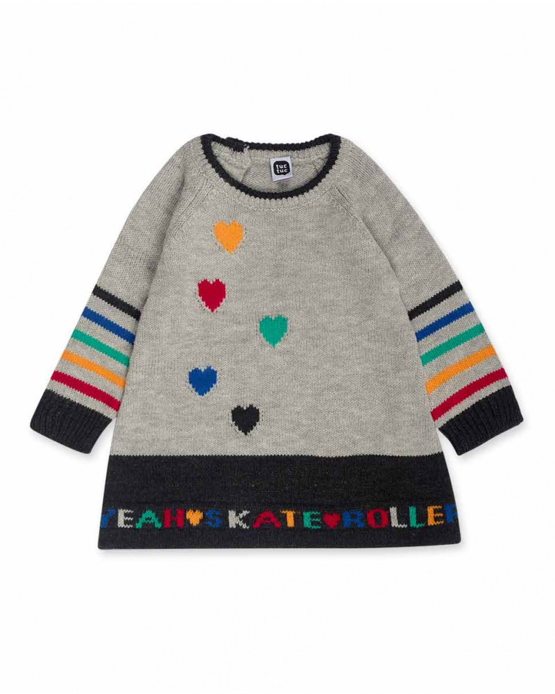 Robe grise en tricot fille Connect