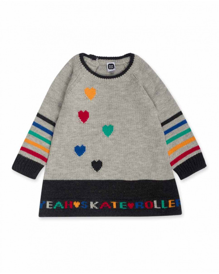 Robe grise en tricot fille Connect