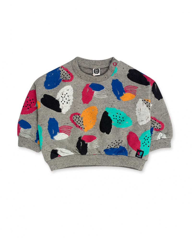 Sweat gris en peluche Connect fille