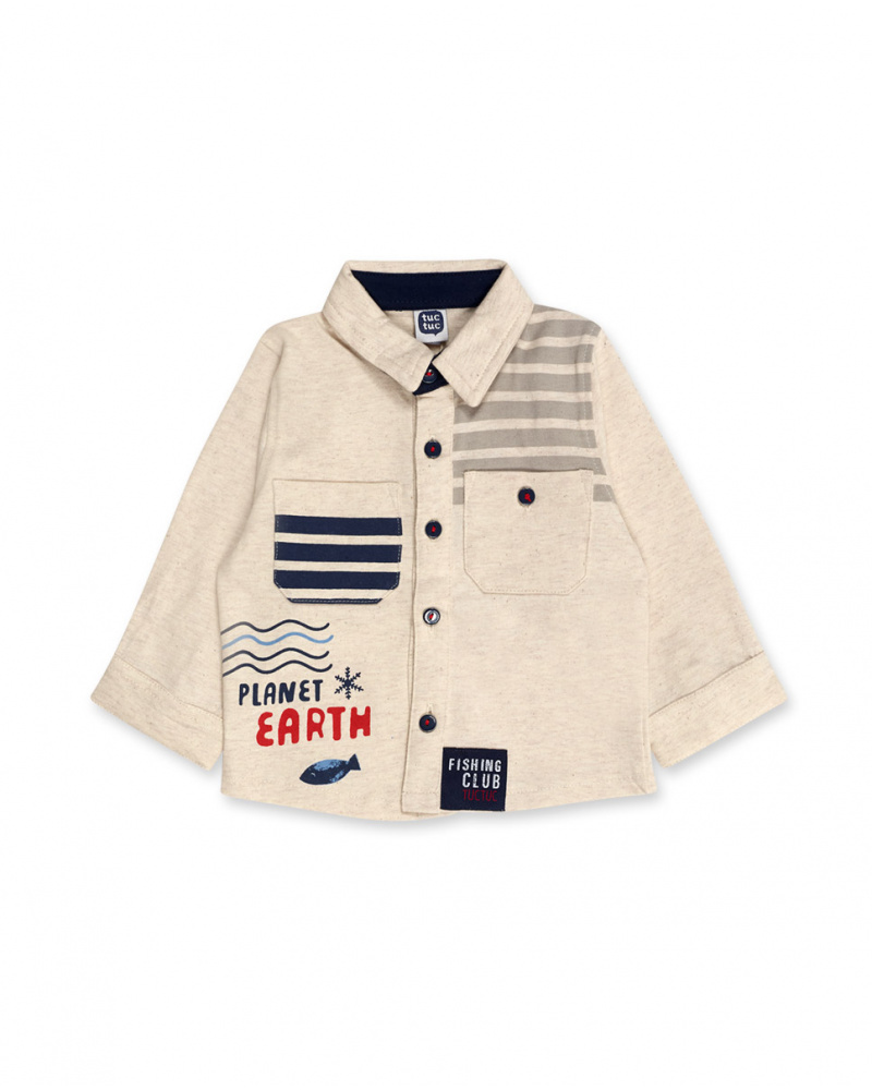 Chemise en maille blanche pour garçon Fishing Club