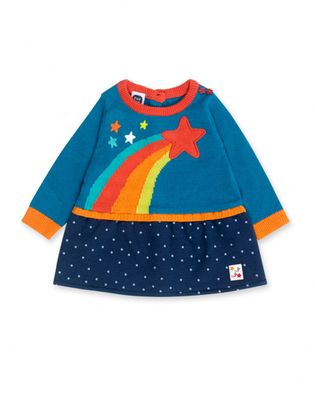 Robe Combinée Bleue Fille Etoiles Collectors Robe Combinée Bleue Fille Etoiles Collectors