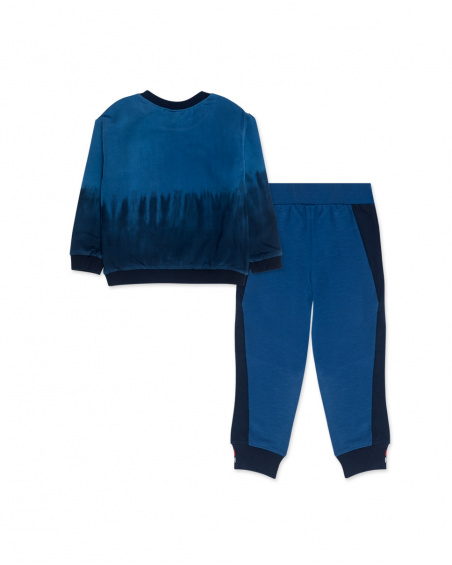 Sweat Et Pantalon En Peluche Bleu Garçon Ski Explorers