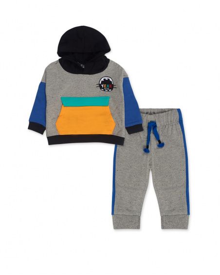 Connect Sweat Et Pantalon En Peluche Gris Garçon Connect Sweat Et Pantalon En Peluche Gris Garçon