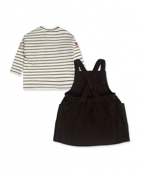 Salopette Et T-shirt En Tricot Marron Fille Dog'S Mix Salopette Et T-shirt En Tricot Marron Fille Dog'S Mix
