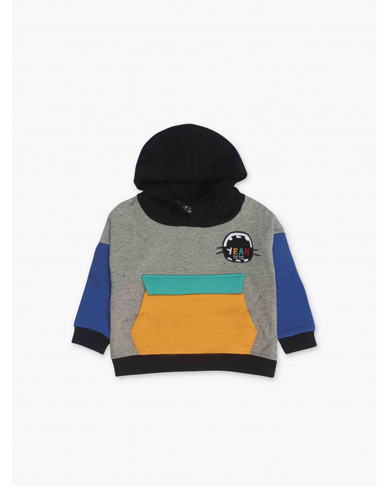 Sweat à capuche gris en peluche Boy Connect