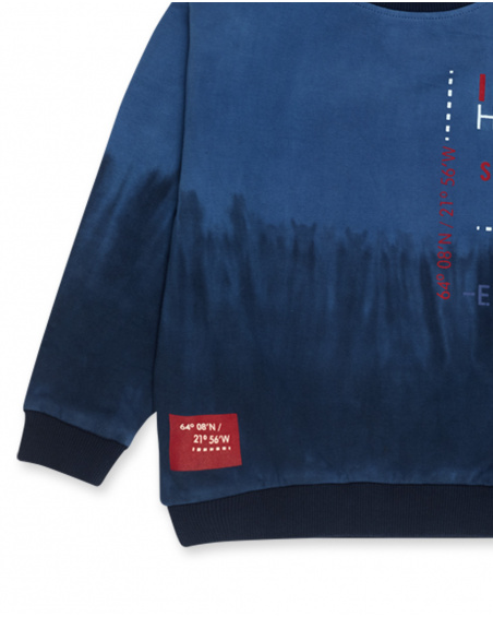 Sweat en peluche bleu garçon Ski Explorers