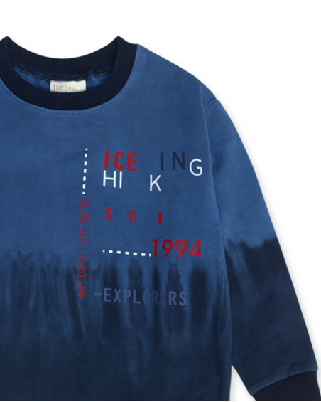 Sweat en peluche bleu garçon Ski Explorers