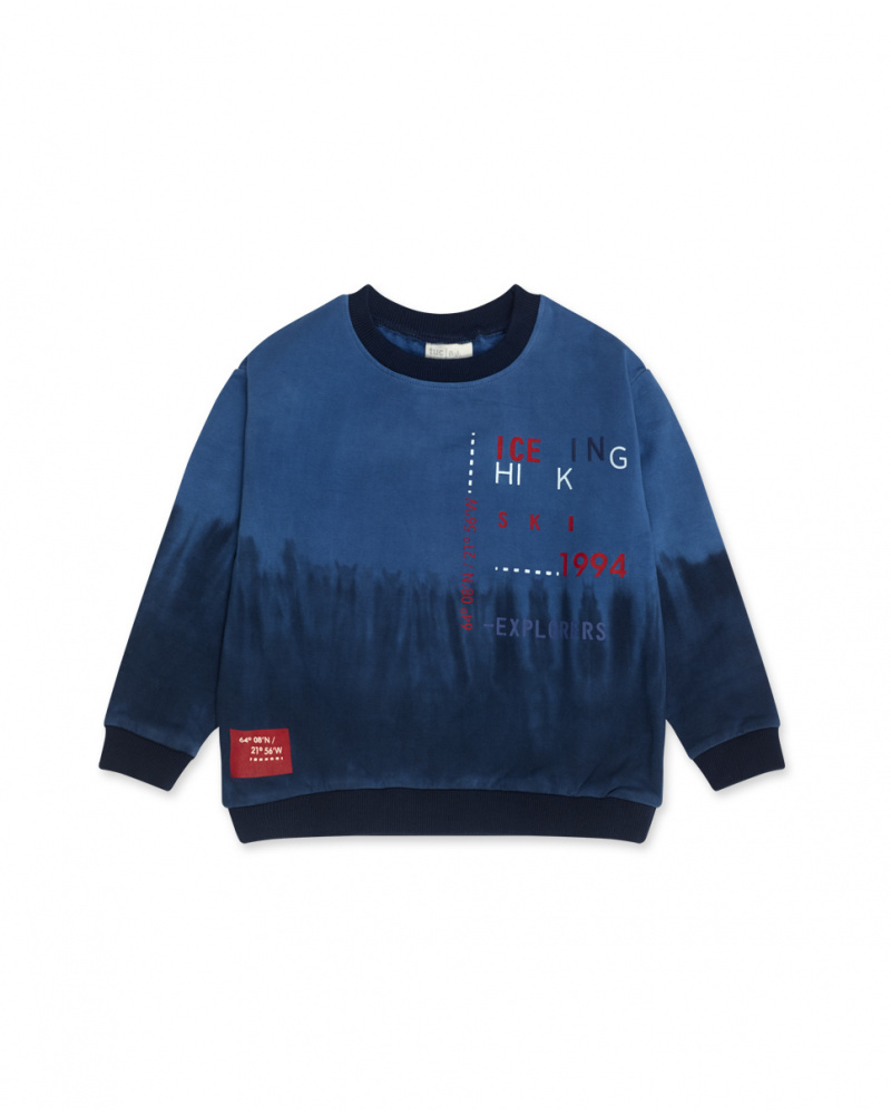 Sweat en peluche bleu garçon Ski Explorers