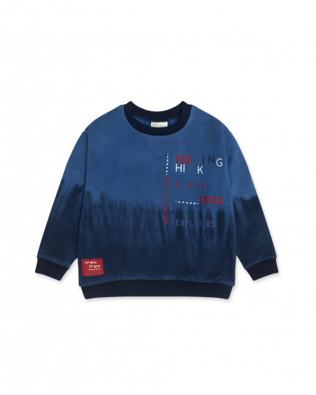 Sweat en peluche bleu garçon Ski Explorers