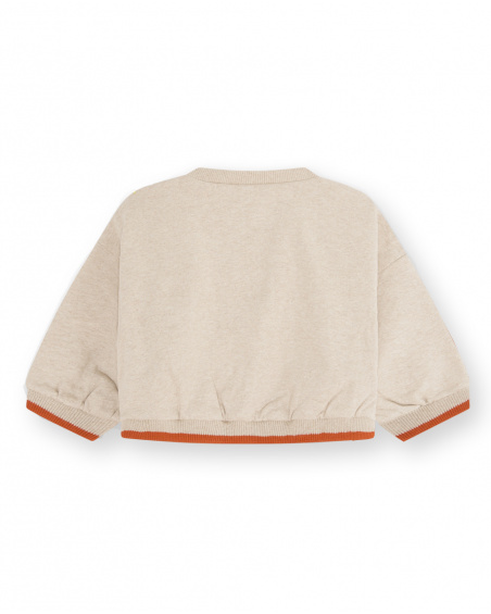 Sweat Peluche Beige Et Orange Fille Natural Grown Sweat Peluche Beige Et Orange Fille Natural Grown