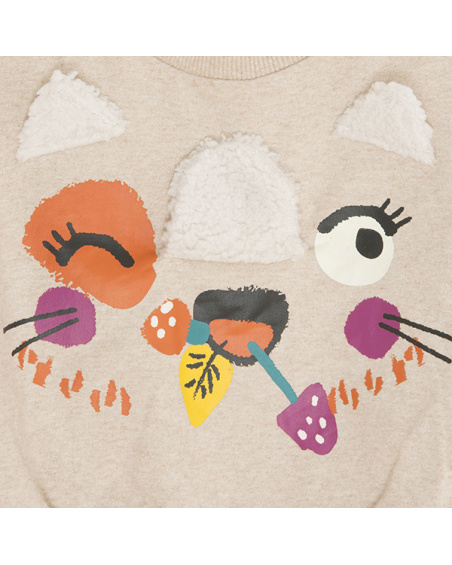 Sweat Peluche Beige Et Orange Fille Natural Grown Sweat Peluche Beige Et Orange Fille Natural Grown