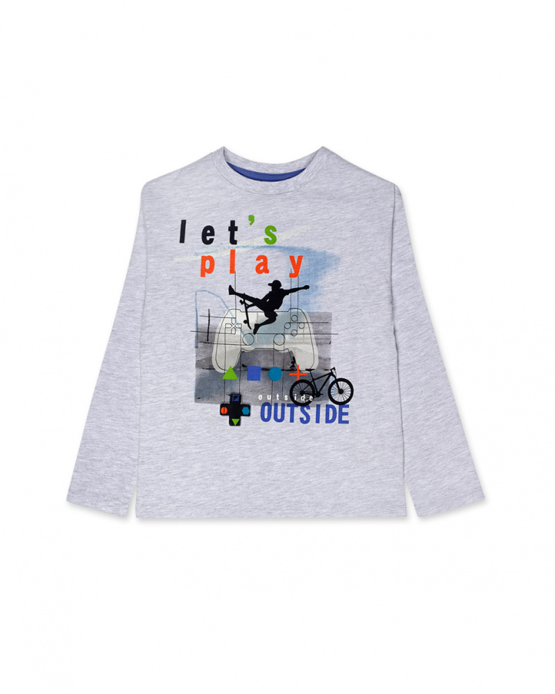 T-shirt Maille Gris Et Bleu Boy Active
