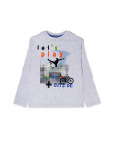 T-shirt Maille Gris Et Bleu Boy Active T-shirt Maille Gris Et Bleu Boy Active