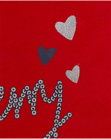T-shirt Maille Rouge Et Rouge Fille J'Adore Le Milk-Shake T-shirt Maille Rouge Et Rouge Fille J'Adore Le Milk-Shake