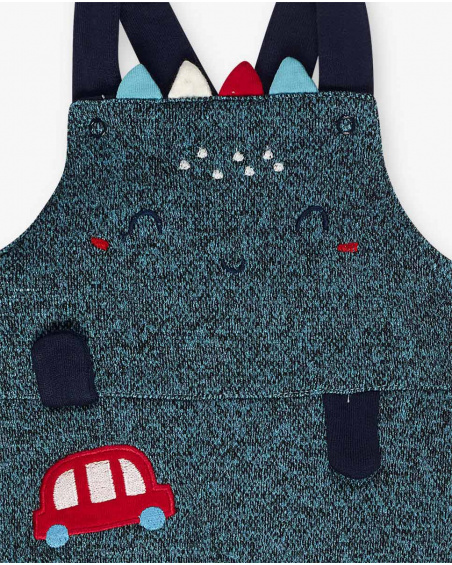 Salopette Plate Et T-shirt Tricoté Bleu Garçon Mini Traveller