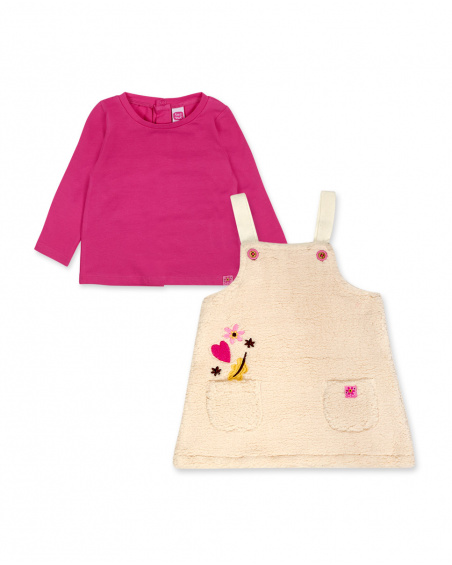T-shirt Pichi Fourrure Et Tricot Blanc Fille Woodland T-shirt Pichi Fourrure Et Tricot Blanc Fille Woodland