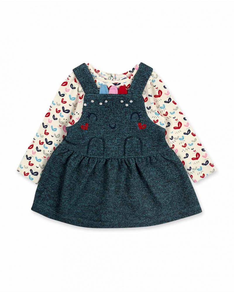 Robe Combinée Bleue Fille Mini Traveller