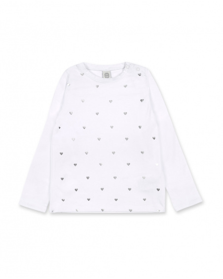 T-shirt Basique Blanc Maille Fille Bébé W23 T-shirt Basique Blanc Maille Fille Bébé W23