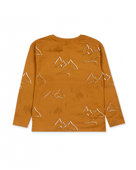 T-shirt En Maille Orange Et Marron Sentier De Randonnée Garçon