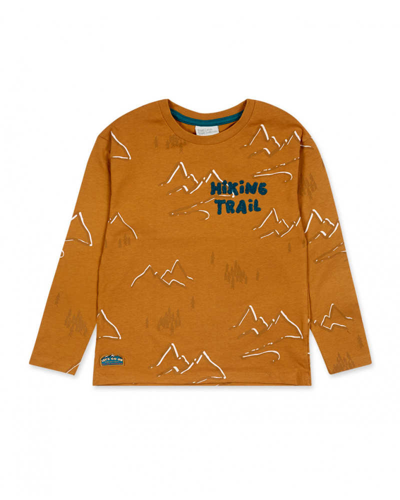 T-shirt En Maille Orange Et Marron Sentier De Randonnée Garçon