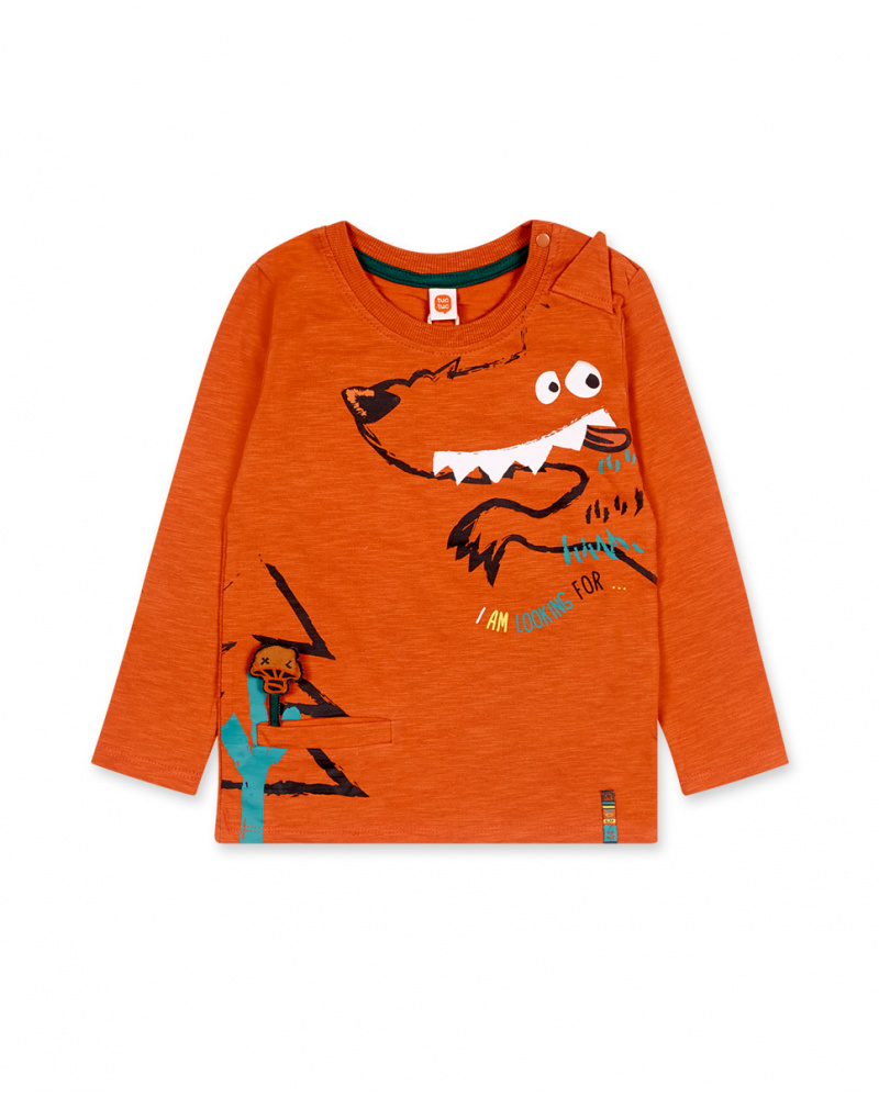 T-shirt Tricot Orange Garçon Natural Grown