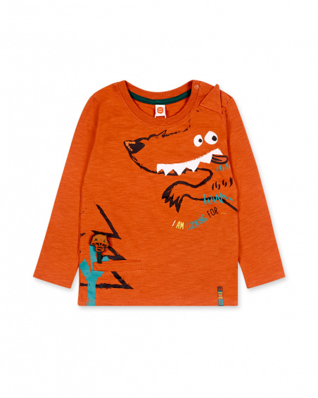 T-shirt Tricot Orange Garçon Natural Grown T-shirt Tricot Orange Garçon Natural Grown