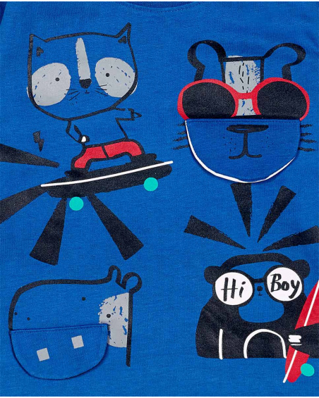 T-shirt en maille bleu et noir Connect Boy T-shirt en maille bleu et noir Connect Boy